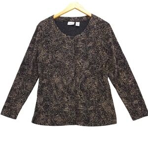 Chico's Printed‎ Blouse Top, Size 1 M, Long Sleeve, Button Front, Geometric